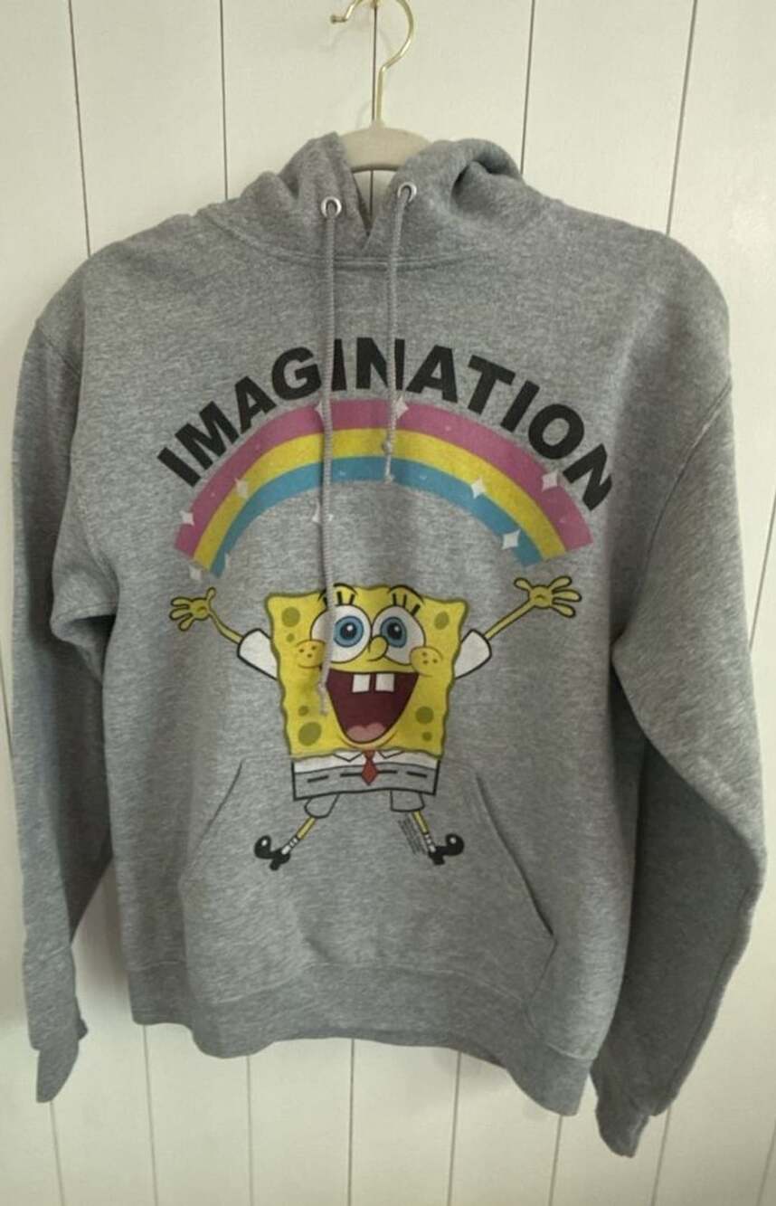 SpongeBob SquarePants Simple Imagination Pullover Hoodie Athletic Heather Small